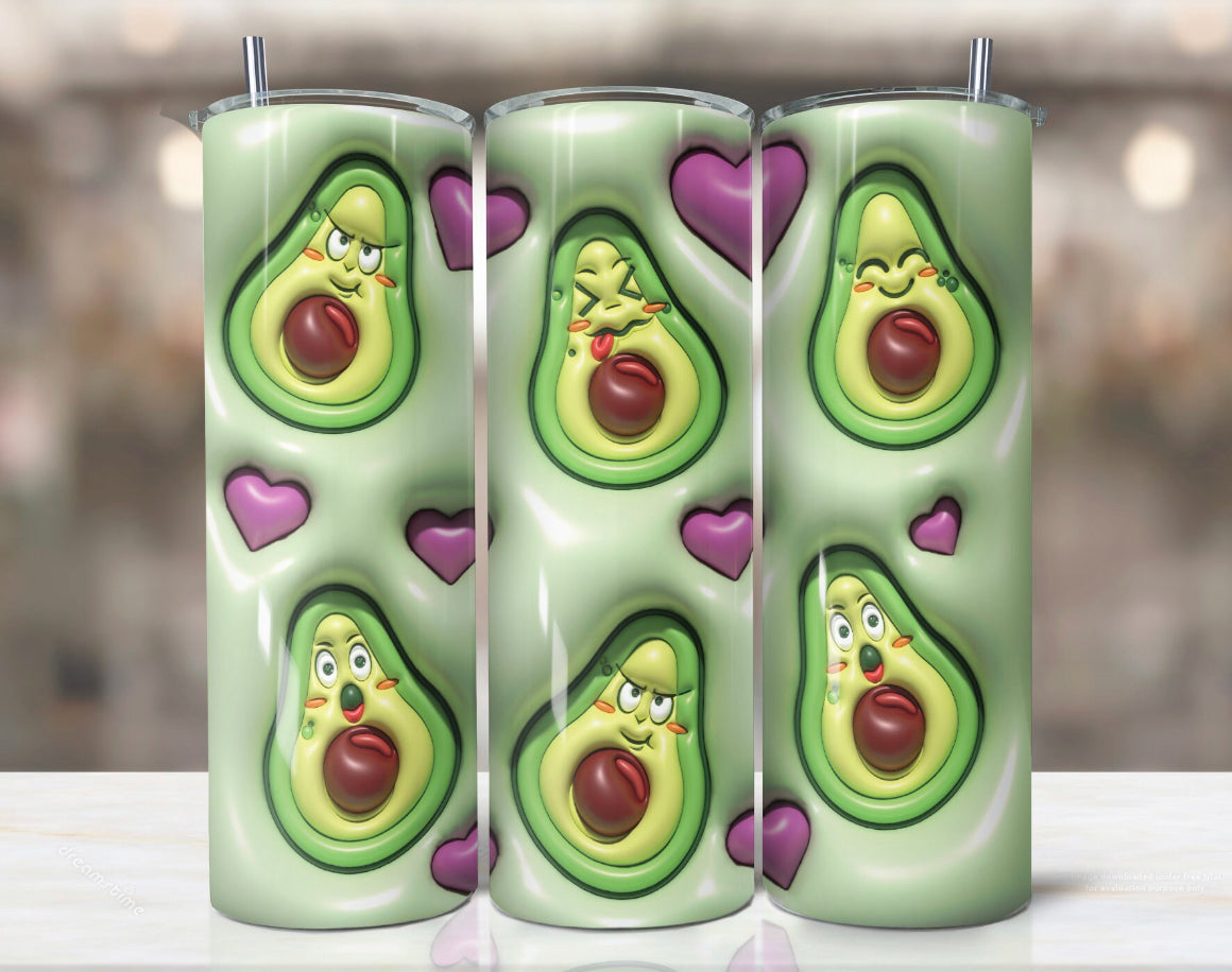 20oz Stainless Steel Skinny Avocado Tumbler with straw